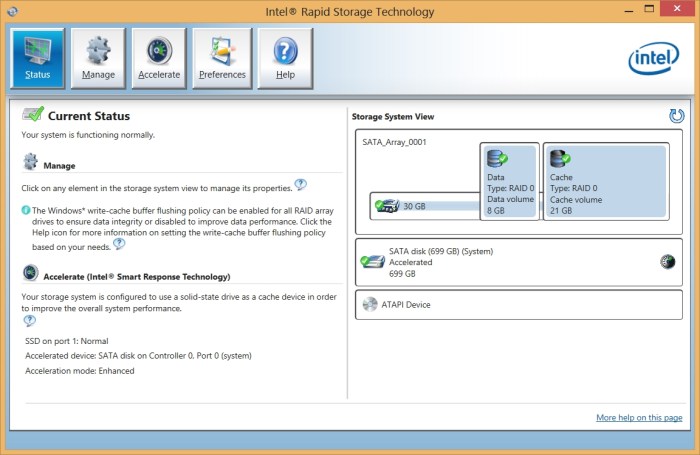 Intel rapid storage technology